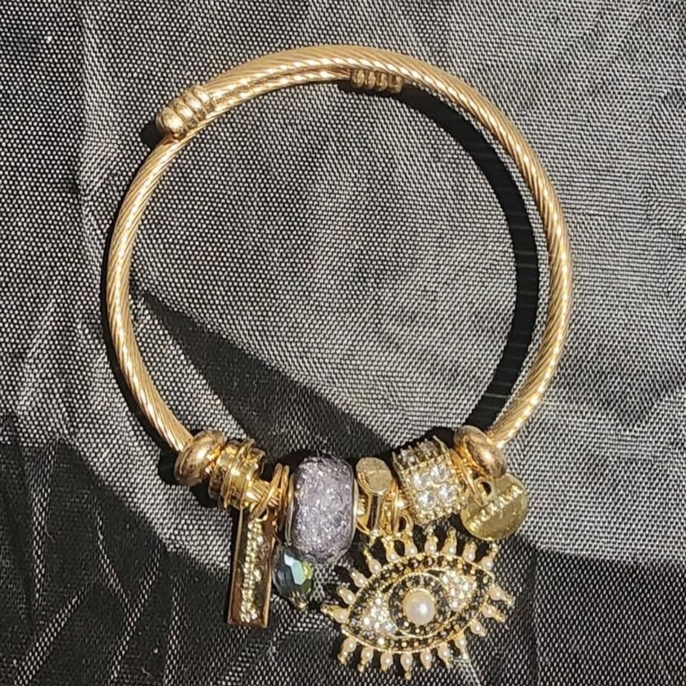 Evil Eye Bangle Charm Bracelet